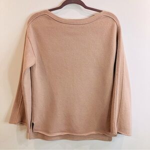 WILFRED SZ S 100% Merino Wool Blush Ribbed Detail Boat  Neck Sweater Hi Low Hem